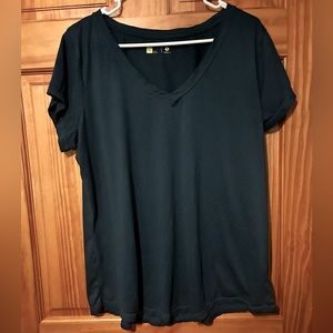 Derision XXL V-neck dark teal work out top